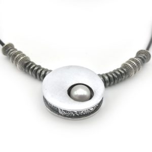 Moonlight Shadow Box Silver Pearl Necklace