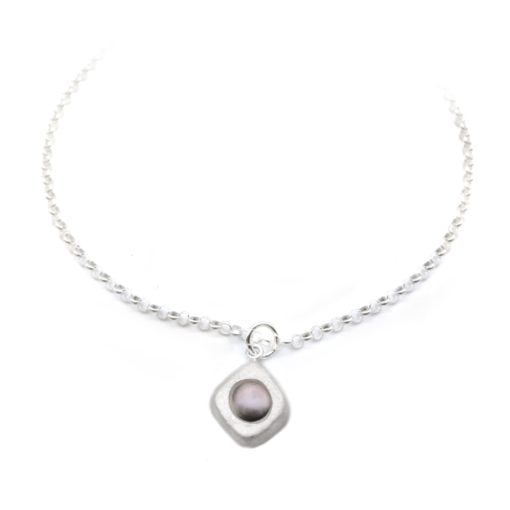 Diamond Peacock Silver Pearl Necklace