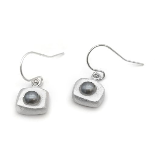 Black Silver Pearl Earrings