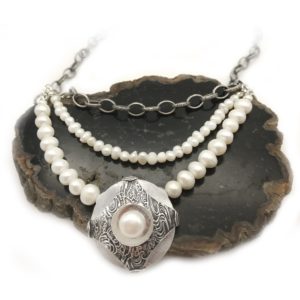 Layered Silver Pearl Necklace