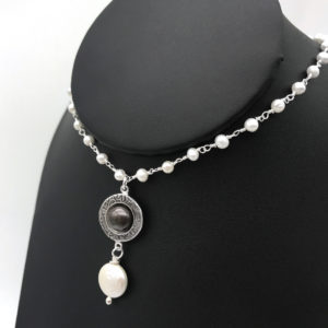 Mini Strand Silver Pearl Necklace Round