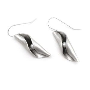 Swirling Silver Pearl Earrings