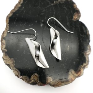 Swirling Silver Pearl Earrings