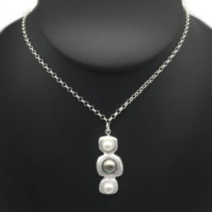 Stepping Stone Silver Pearl Necklace