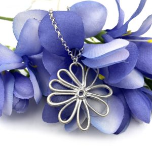 Sterling Silver Large Flower Necklace