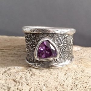 handmade ring, wide band ring, gemstone ring