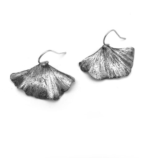 Fine Silver Ginkgo Leaf Earrings