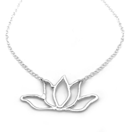 Fine Silver Lotus Flower Necklace